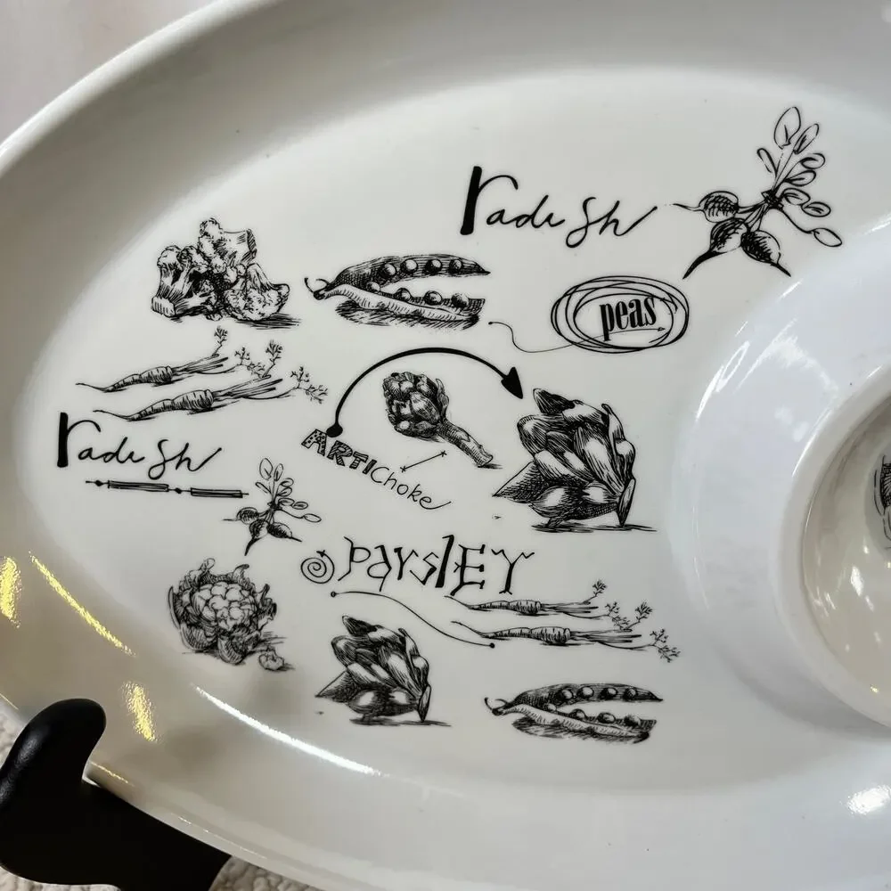 Oval Melamine Divided Dish Chip & Dip Plastic 11.5